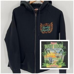 Harley Davidson “Black Widow” Hooded Full Zip Biker Babe Sweatshirt Size Smalll